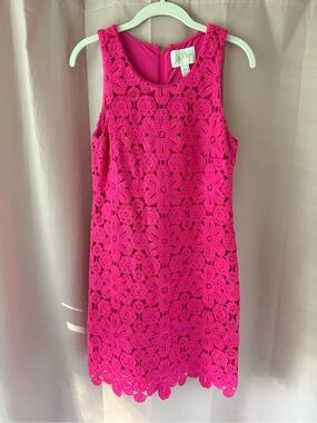 Lilly Pulitzer Hot Pink Crochet Shift Dress